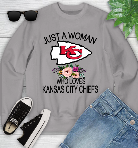 NFL Just A Woman Who Loves Kansas City Chiefs Football Sports Youth Sweatshirt 2