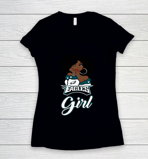 Philadelphia Eagles Girl NFL Women's V-Neck T-Shirt
