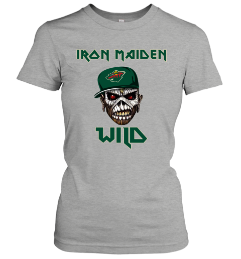 NHL Minnesota Wild Iron Maiden Rock Band Music Hockey Sports S4SHvtZCHrR ladies t shirt 20 95 151514 front ash