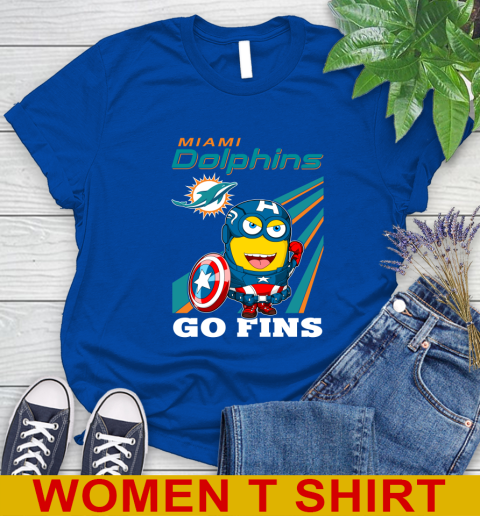 NFL Football Miami Dolphins Captain America Marvel Avengers Minion Shirt Women's T-Shirt 10