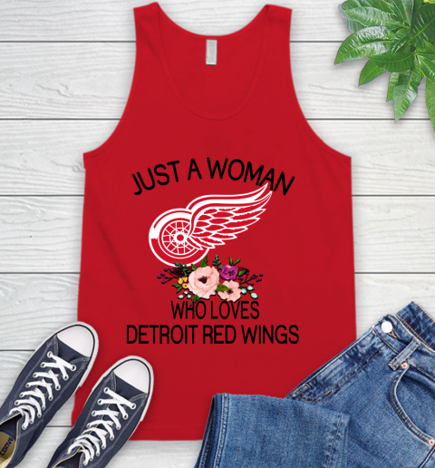 NHL Just A Woman Who Loves Detroit Red Wings Hockey Sports Tank Top 4