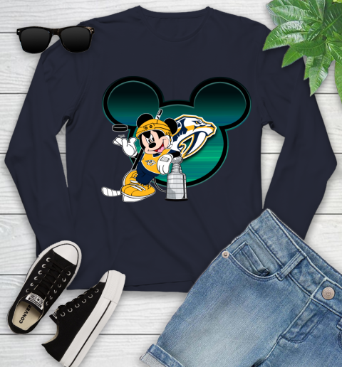NHL Nashville Predators Stanley Cup Mickey Mouse Disney Hockey T Shirt Youth Long Sleeve 3