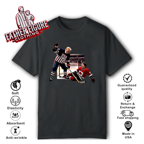 Trump Defeating Justin Trudeau Funny Hockey T-Shirt