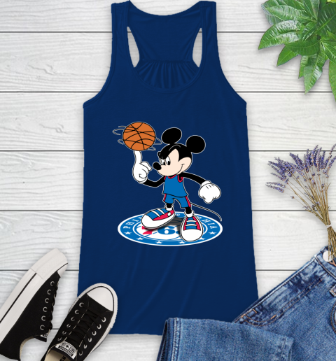 NBA Basketball Philadelphia 76ers Cheerful Mickey Disney Shirt Racerback Tank 8