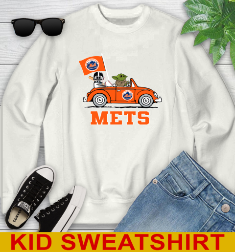 MLB Baseball New York Mets Darth Vader Baby Yoda Driving Star Wars Shirt Youth Sweatshirt