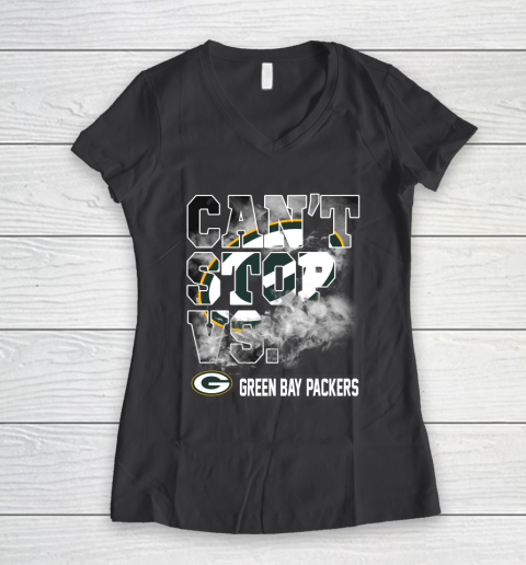 NFL Green Bay Packers Can't Stop Vs Women's V-Neck T-Shirt 6