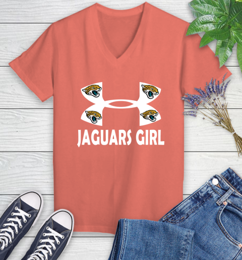 NFL Jacksonville Jaguars Girl Under Armour Football Sports Women's V-Neck T-Shirt 6