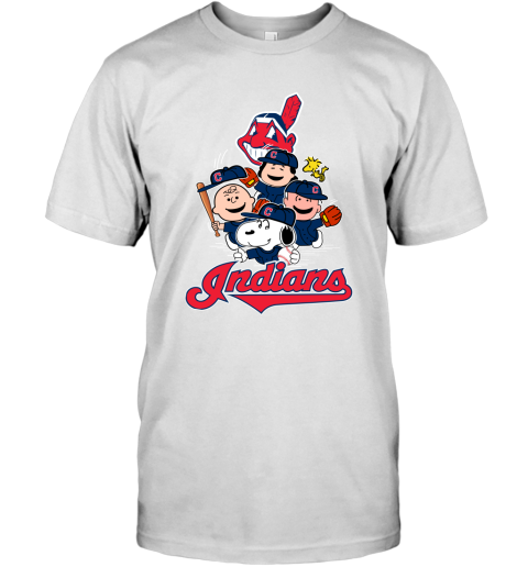 MLB Cleveland Indians Snoopy Charlie Brown Woodstock The Peanuts Movie Baseball  T Shirt - Rookbrand