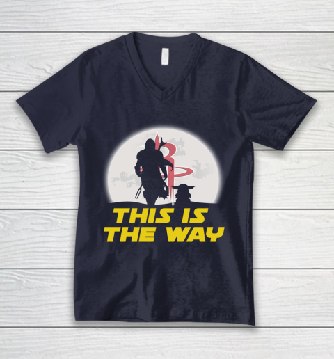Houston Rockets NBA Basketball Star Wars Yoda And Mandalorian This Is The Way V-Neck T-Shirt 2
