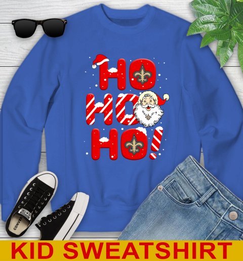 New Orleans Saints NFL Football Ho Ho Ho Santa Claus Merry Christmas Shirt Youth Sweatshirt 6