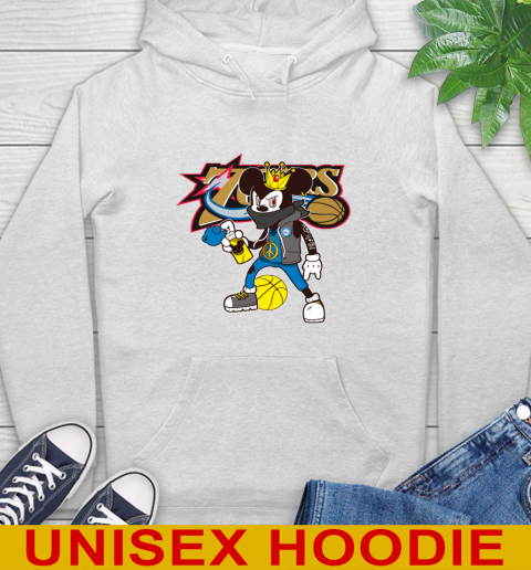 Philadelphia 76ers NBA Basketball Mickey Peace Sign Sports Hoodie