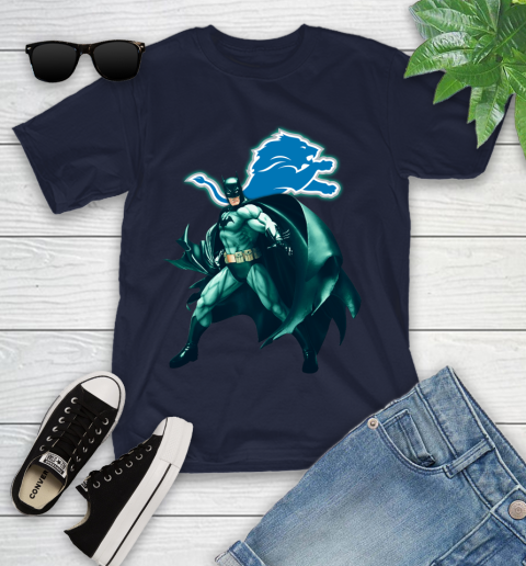 NFL Batman Football Sports Detroit Lions Youth T-Shirt 3