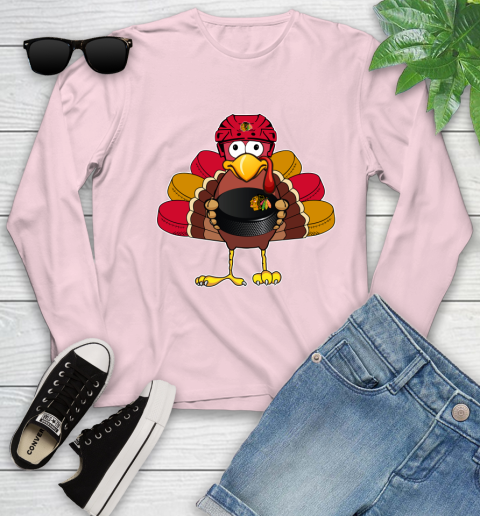 Chicago Blackhawks Turkey Thanksgiving Day Youth Long Sleeve 10