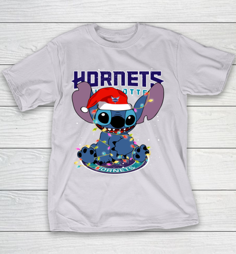 Charlotte Hornets NBA noel stitch Basketball Christmas Youth T-Shirt 2