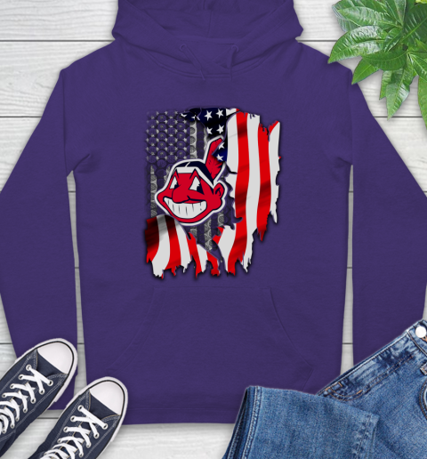 Cleveland Indians MLB Baseball American Flag Hoodie 5