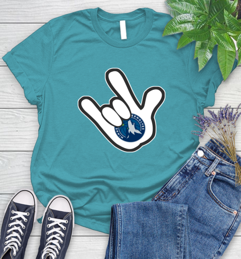 Minnesota Timberwolves NBA Basketball Mickey Rock Hand Disney Women's T-Shirt 12