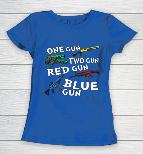 One Gun Two Gun Red Gun Blue Gun Women's T-Shirt 8