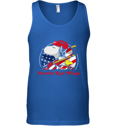 nf0k detroit red wings ice hockey snoopy and woodstock nhl unisex tank 17 front royal