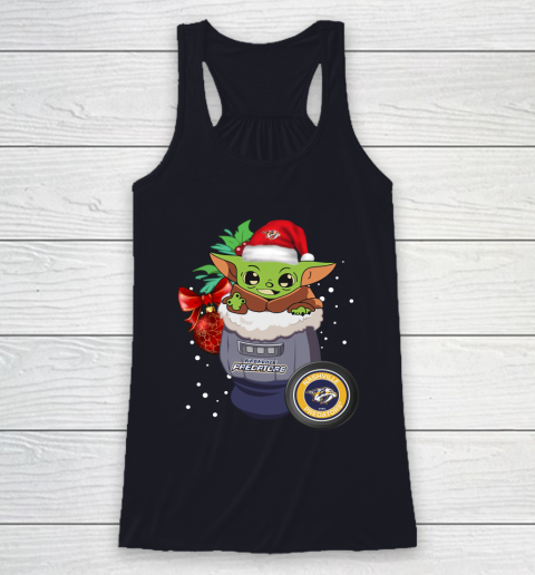 Nashville Predators Christmas Baby Yoda Star Wars Funny Happy NHL Racerback Tank 8