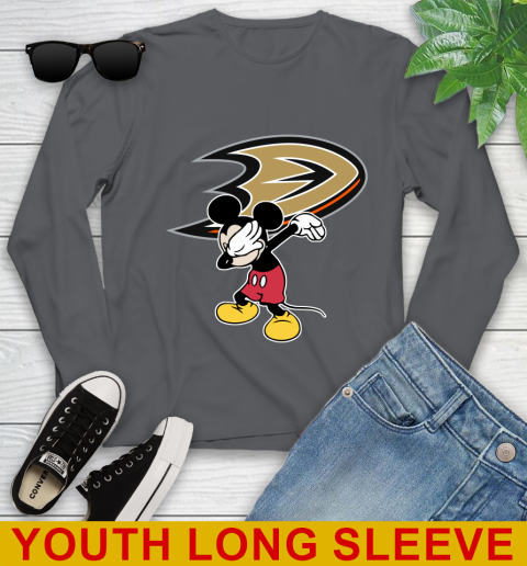 Anaheim Ducks NHL Hockey Dabbing Mickey Disney Sports Youth Long Sleeve 9