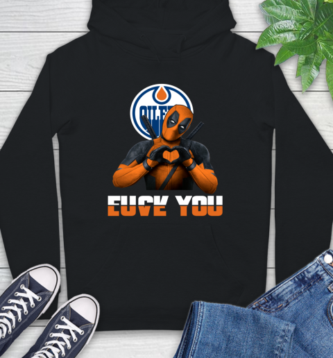 NHL Edmonton Oilers Deadpool Love You Fuck You Hockey Sports Hoodie