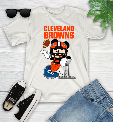 NFL Cleveland Browns Mickey Mouse Disney Super Bowl Football T Shirt Youth T-Shirt