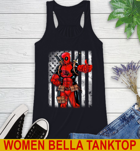 NFL Football Arizona Cardinals Deadpool American Flag Shirt Racerback Tank 8