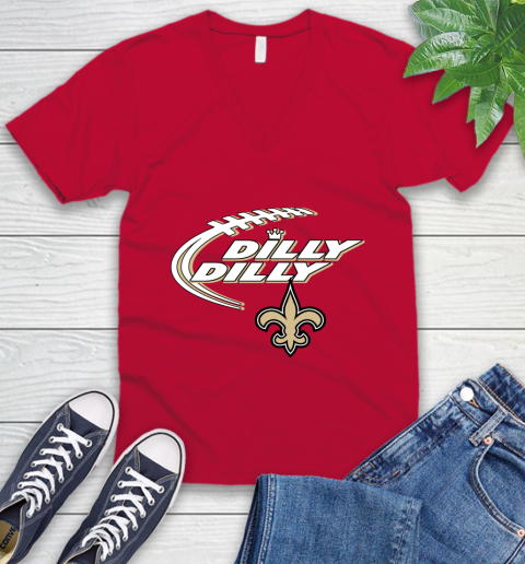 NFL New Orleans Saints Dilly Dilly Football Sports V-Neck T-Shirt 8