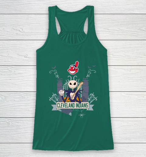 MLB Cleveland Indians Baseball Jack Skellington Halloween Racerback Tank 5