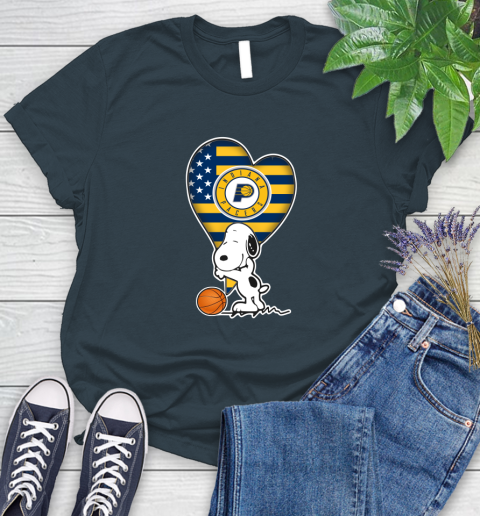 Indiana Pacers NBA Basketball The Peanuts Movie Adorable Snoopy Women's T-Shirt 8
