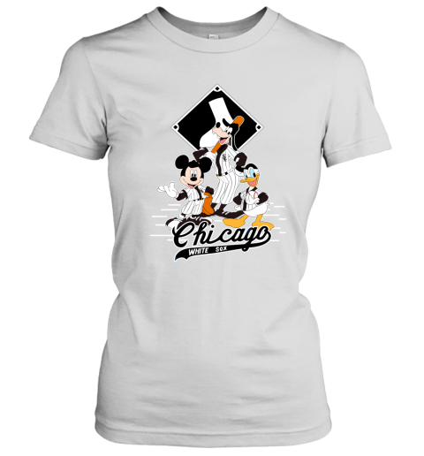 Chicago White Sox Mickey Donald And Goofy Baseball Women's T-Shirt