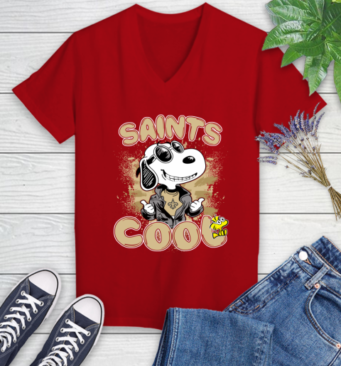 NFL Football New Orleans Saints Cool Snoopy Shirt Women's V-Neck T-Shirt 8