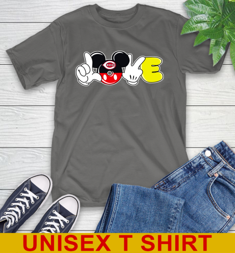 Cincinnati Reds MLB Baseball Love Mickey Disney Sports T-Shirt 8