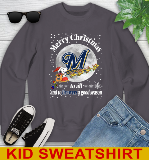 Milwaukee Brewers Merry Christmas To All And To Brewers A Good Season MLB Baseball Sports Youth Sweatshirt 5