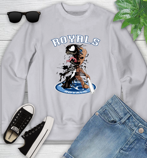 MLB Kansas City Royals Baseball Venom Groot Guardians Of The Galaxy Youth Sweatshirt 4