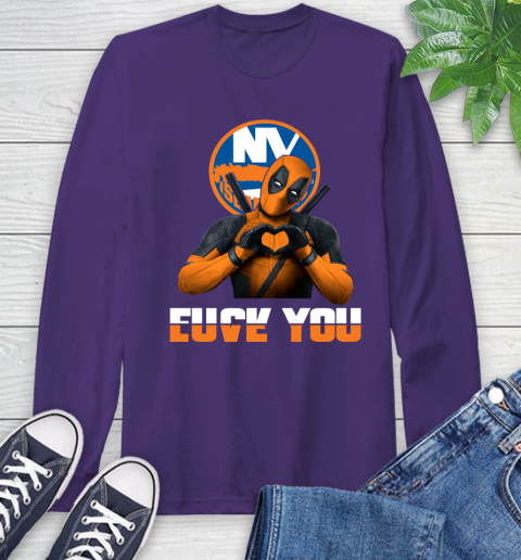 NHL New York Islanders Deadpool Love You Fuck You Hockey Sports Long Sleeve T-Shirt 5