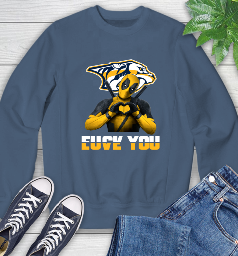 NHL Nashville Predators Deadpool Love You Fuck You Hockey Sports Sweatshirt 8