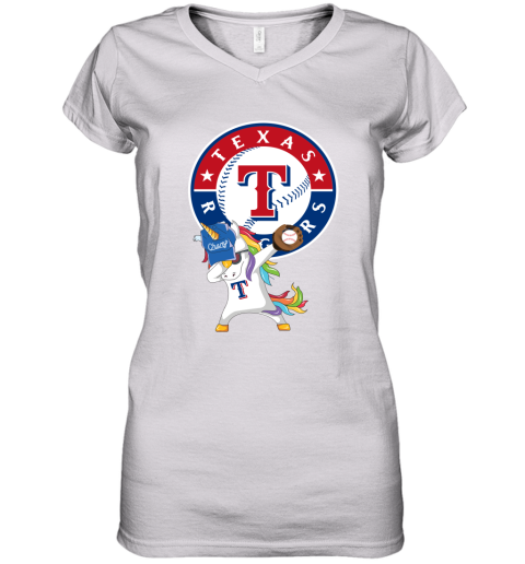 Hip Hop Dabbing Unicorn Flippin Love Texas Rangers Women's V-Neck T-Shirt