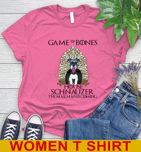 Game of bones house schnauzer dog the mailman is coming tshirt 83