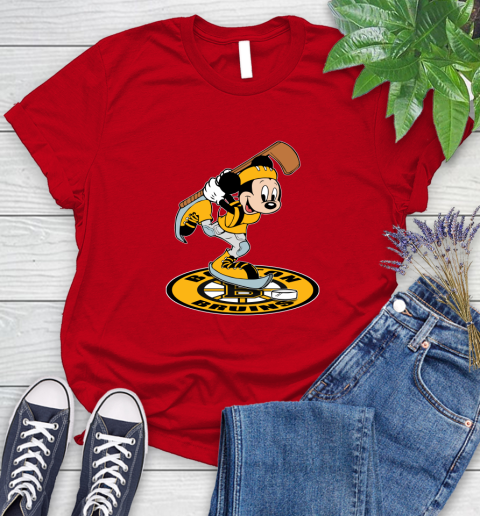 NHL Hockey Boston Bruins Cheerful Mickey Disney Shirt Women's T-Shirt 11