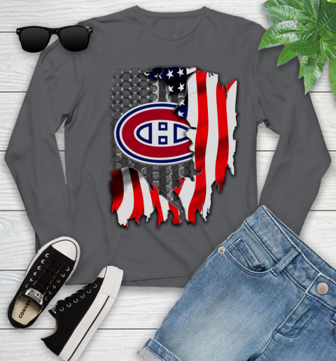 Montreal Canadiens NHL Hockey American Flag Youth Long Sleeve 9