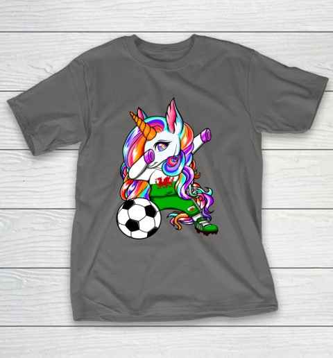 Dabbing Unicorn Wales Soccer Fan Jersey Welsh Football Lover T-Shirt 9