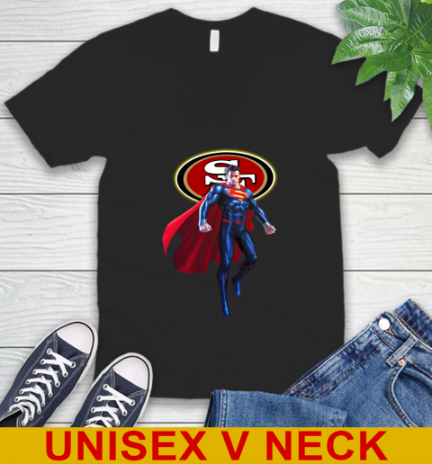 NFL Superman DC Sports Football San Francisco 49ers V-Neck T-Shirt 2