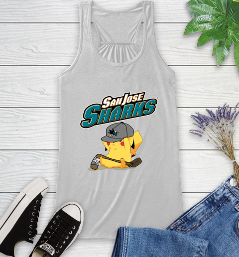 NHL Pikachu Hockey Sports San Jose Sharks Racerback Tank