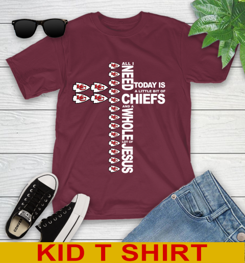 NFL All I Need Today Is A Little Bit Of Kansas City Chiefs Cross Shirt Youth T-Shirt 5