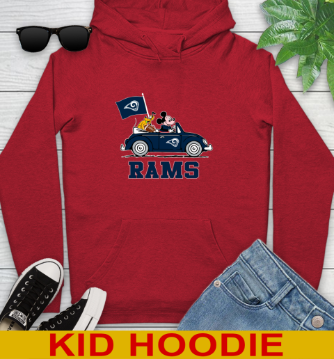 NFL Football Los Angeles Rams Pluto Mickey Driving Disney Shirt Youth Hoodie 11