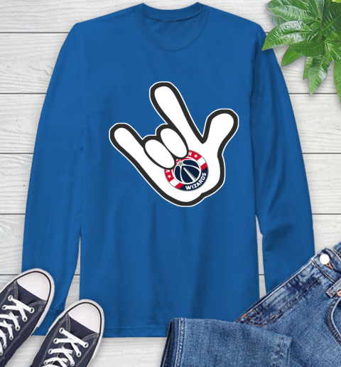 Washington Wizards NBA Basketball Mickey Rock Hand Disney Long Sleeve T-Shirt 9