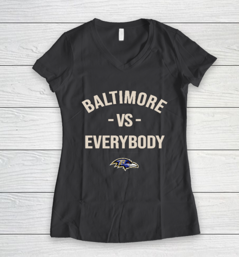 Baltimore Ravens Vs Everybody Women's V-Neck T-Shirt 6