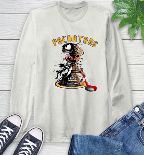 NHL Nashville Predators Hockey Venom Groot Guardians Of The Galaxy Long Sleeve T-Shirt 12
