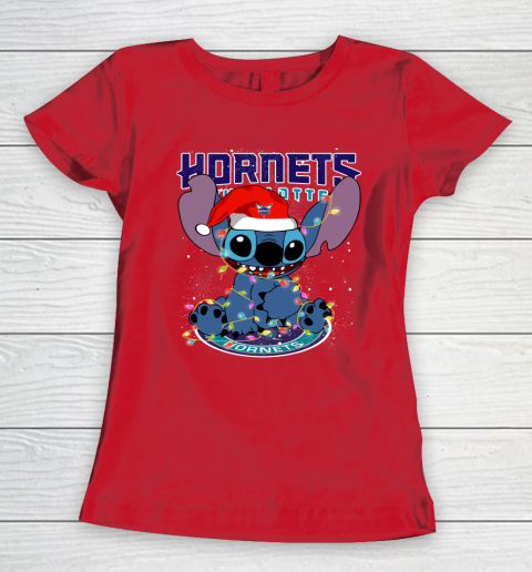 Charlotte Hornets NBA noel stitch Basketball Christmas Women's T-Shirt 7